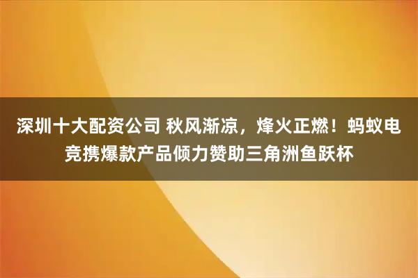 深圳十大配资公司 秋风渐凉,烽火正燃!蚂蚁电竞携爆款产品倾力赞助三角洲鱼跃杯