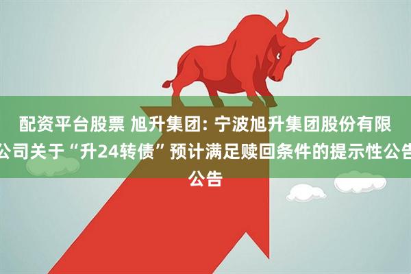 配资平台股票 旭升集团: 宁波旭升集团股份有限公司关于“升24转债”预计满足赎回条件的提示性公告